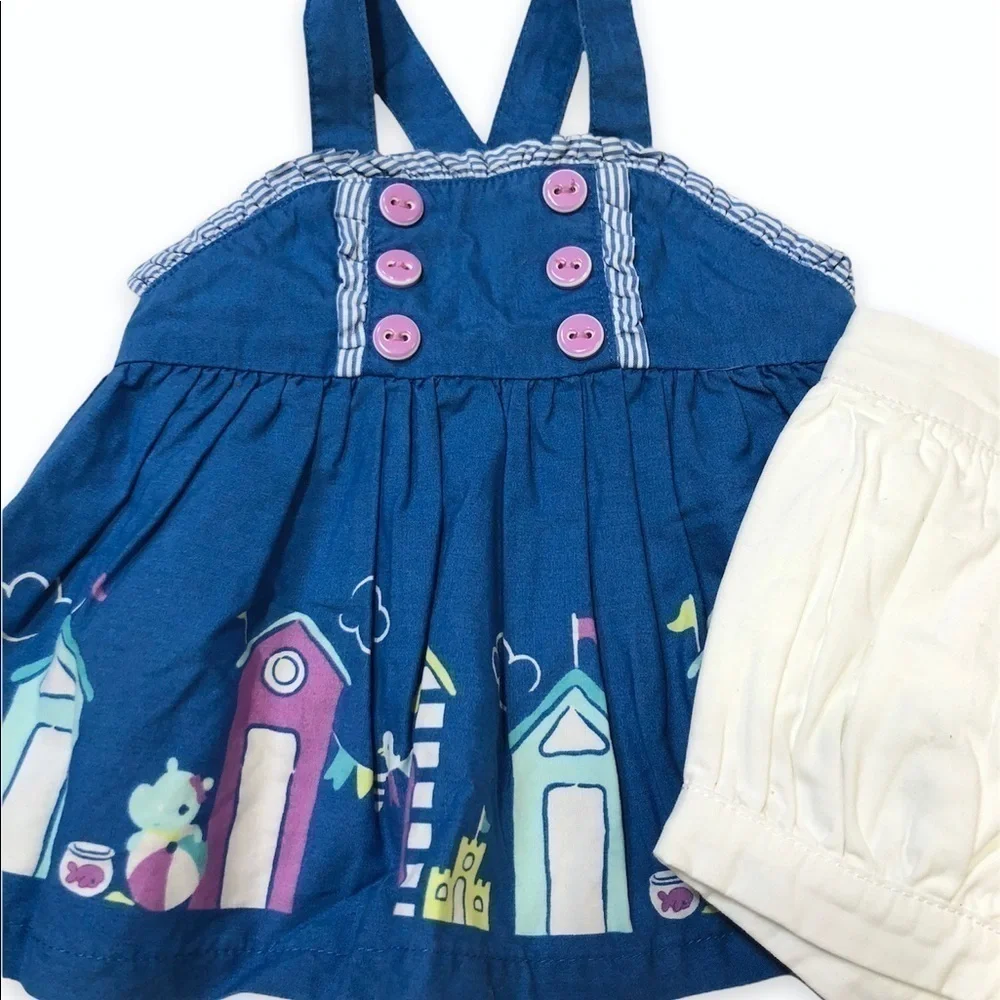 Gymboree Hippos And Bows A-Line Top & Shorts Baby Girl 0-3-6‎ months